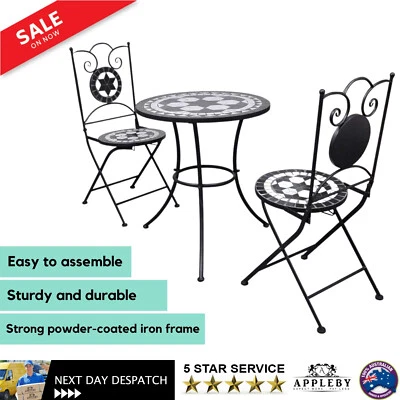 $257.50 • Buy Bistro Set 3 Piece Outdoor Table Chairs Setting Garden Patio Ceramic Tile 