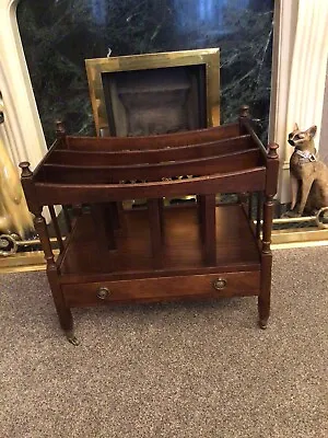 Antique Style Reproduction Canterbury/magazine/music Rack Mahogany With Drawer • £39.99