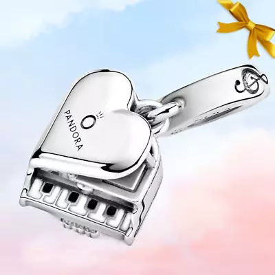 Grand Piano Heart Dangle Charm • New Genuine S925 Sterling Silver Charm • £24.99