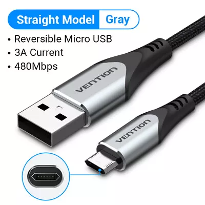 3A Reversible Micro USB Lead High Speed Data Charging Charger Cord Phone Tablet • $7.06