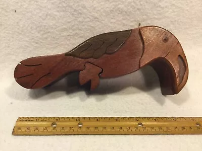Toucan Parrot Handcrafted Carved Intarsia Wood Puzzle Box Jewelry Trinket Box • $8