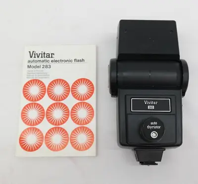 Vivitar Auto Thyristor 283 Black Professional Auto Shoe Mount Electronic Flash • $58.79