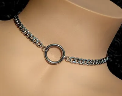 Stainless Steel O Ring Day Collar Submissive Choker BDSM Kink  • $25