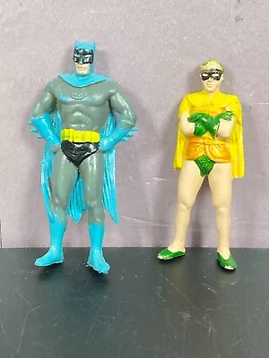 Vintage Batman & Robin Chemtoy 4  Hard Rubber Figures PVC Lot Of 2 • $16