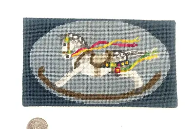 Dollhouse Miniature Needle Point Rug Of A Colorful Rocking Horse • $32