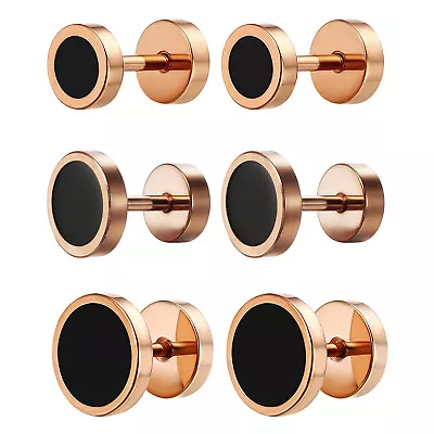 6pcs Stainless Steel 6-10MM Fake Gauges Dumbbell Stud Earrings Set For Men Women • $9.99