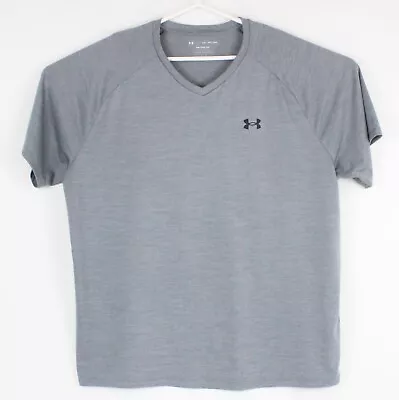 Under Armour Mens Tech Tee Short Sleeve Shirt V-neck Gray 2XL Loose Fit Chest 52 • $15.95