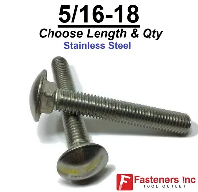 5/16-18 Carriage Bolts Stainless Steel All Lengths And Quantities In Listing • $8.31