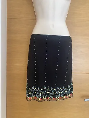 £2.65 • Buy Boohoo Ladies Black Lined Chiffon Beaded Embellished Mini Skirt Size 8 10 32in