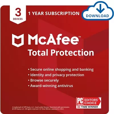 McAfee Total Protection 2024 - 3 PC 1 Year GLOBAL Key - No CD • $16.49