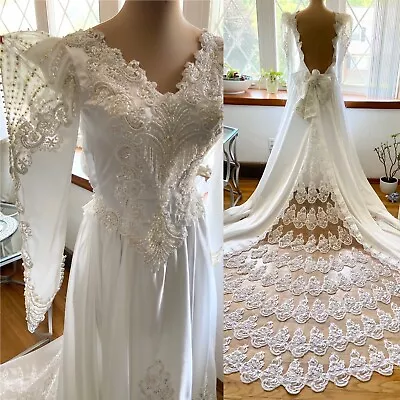 Vintage Princess Wedding Gown *Size 6* ALFRED ANGELO Pearl Sequin Bridal Dress • $513.92