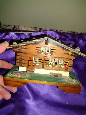 Vintage Swiss Chalet Wood Cottage Style House Windup Music Box  Japan Works • $18