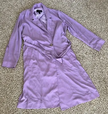 J. Crew Women’s Lilac Satin Belted Trench Lightweight Duster Coat Jacket Size M • $55.99