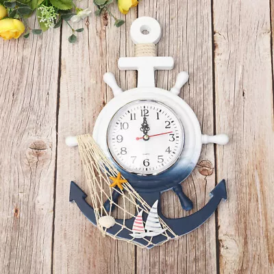 Mediterranean Wall Clock Nautical Wall Sculpture Steering Wheel Clock • £14.11