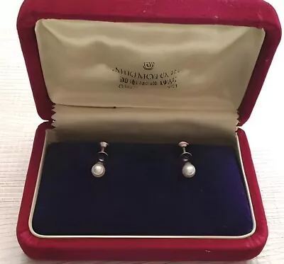 Mikimoto Earrings Non-pierced Akoya White Pearl 5mm Silver 925 W/Box Authentic • $154.38
