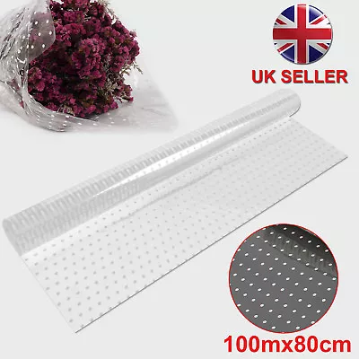 £15.29 • Buy New 100m X80cm White Dot Cellophane Roll Florist Craft Film Plain Wrap Hamper UK
