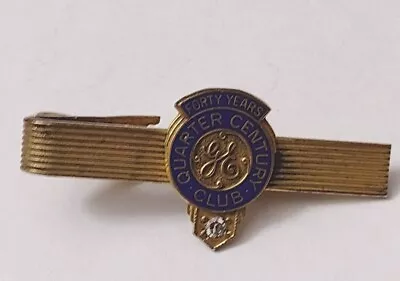 Vintage 40 Year Quarter Century Club GE Gold Filled Tie Bar Clip Jewelry  • $18