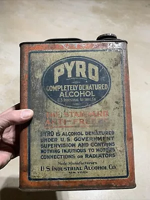 Vintage PYRO Denatured Alcohol NY 1 Gallon Advertising Oil Gas Slim Metal Can • $20.50