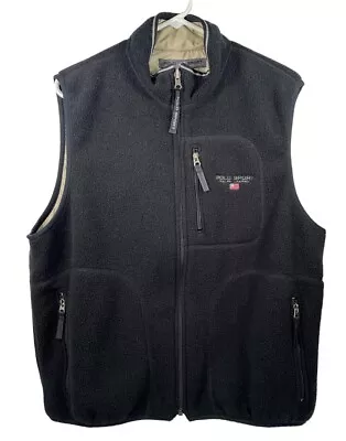 Polo Sport Ralph Lauren Men’s Vintage 90s Fleece Vest Reversible Black Sz Large • $29.99