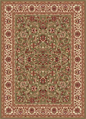 Green Leaves Petals Persien Area Rug Oriental Scrolls Vines Oriental Carpet • $137.50