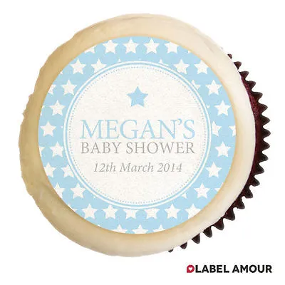 PERSONALISED Baby Shower Christening Party Star Cupcake Edible Toppers - Kaitlyn • £2.29