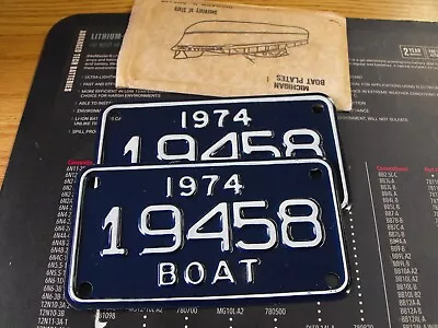 (2) 1974 Michigan Boat License Plates • $9.99