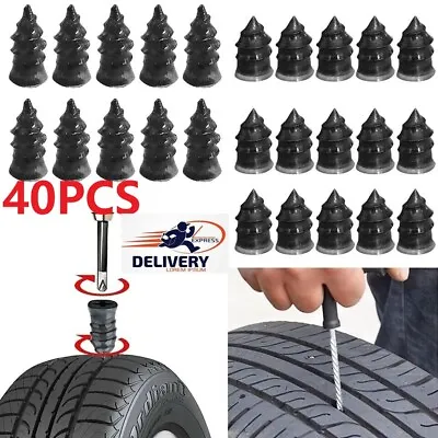 40 Pcs Tyre Puncture Repair Kit Screw In Rubber Nail Car Tire Nail Motorcycle • £1.99