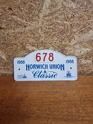 1988 Norwich Union Classic Original Rally Plate For # 678 Rac Motor Sports  • £24.95