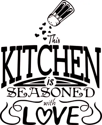 This Kitchen Is Seasoned With Love Wall Sticker - Wall Art Quote - Decal Kitchen • £2.99