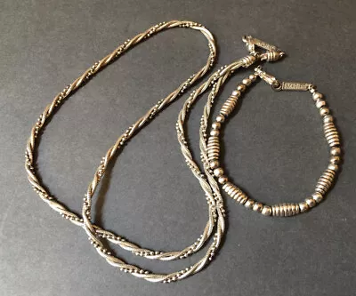 Vintage Lot Napier 24” Necklace 7 1/2 Bracelet Silver Tone • $22.40