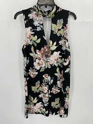 Sopranos Womens Large Dress Black Floral Sleeveless Double V  • $15.45