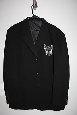 BLACK PRONTI SILVER PRINT CREST SPORT COAT Sz XXL Blazer / Suit Jacket Wings 50L • $22.73