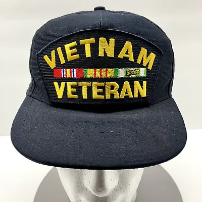 Vietnam Veteran Embroidered Snapback Hat Navy Blue Cap Made In USA Eagle Crest • $8.85