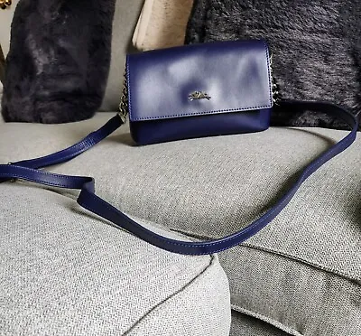 Longchamp Navy Blue Leather Honoré 404 Crossbody Bag • $99