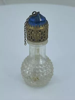 Made In Czechoslovakia Miniature Perfume Bottle Blue Cobalt Jewel Irice Stubby • $149.99