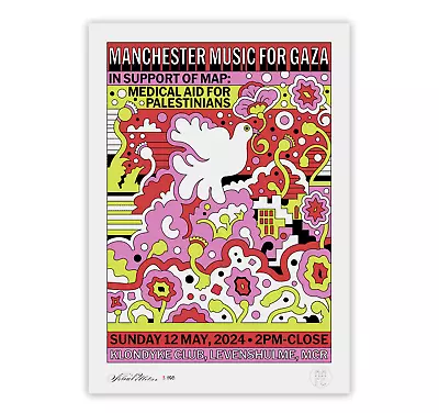 Manchester Music For Gaza Poster - May 2024 - A2 Screen Print - Limited Edition • £36.50