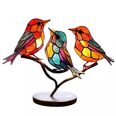 Metal Bird Desk Ornament Colorful Birds Figurine Home Office Tabletop Bird Decor • $13.75