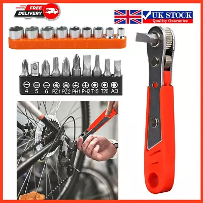 Right Angle Magnetic Screwdriver Mini Ratchet Wrench Drive With Screwdriver Bits • £4.94