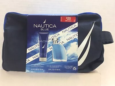 Nautica Blue 1.6 Fl Oz Cologne For Men Hair And Body Wash And Travel Bag SEALED • $23.98