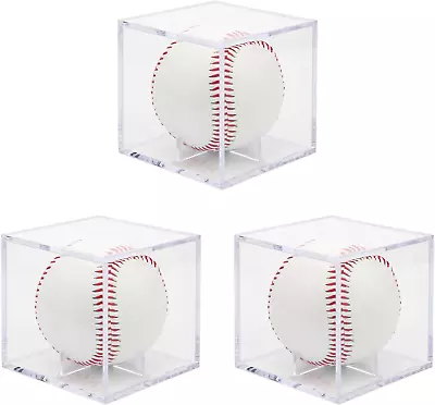 3 Pack Clear Acrylic Baseball Cube Display Case Boxes For Memorabilia Display • $14.66