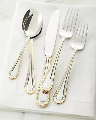 Mikasa REGENT BEAD W/24k GOLD Accent 1810 Stainless Flatware Replacement Singles • $9