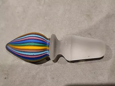 Murano Glass Fratelli Toso Satin Candy Stripe Ribbon Cane Stopper • $34.99