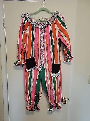 Vintage Handmade Clown Costume Striped Circus Movie Prop READ See Measurements • $125