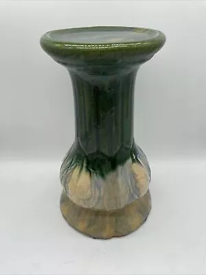 Brush McCoy 1930s Cameo Majolica Art Pottery Green Blue Jardiniere Pedestal • $180