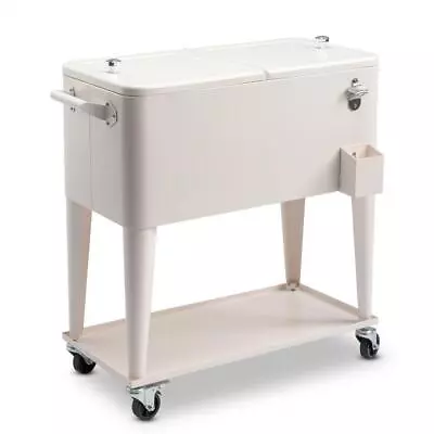 80 Quart Rolling Cooler Cart 4 Wheel Picnic Camping Beverage Cart Ice Beer Chest • $127.98