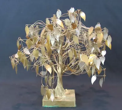 Vintage Wire Tree Art Sculpture With  Leaves  MCM KITSCH • $24.95