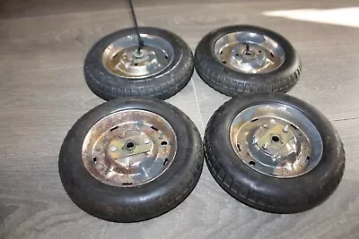 MOSKVICH  Vintage Set Of 4 Pedal Car Metal Wheels  Rubber USSR SOVIET RUSSIAN • $140