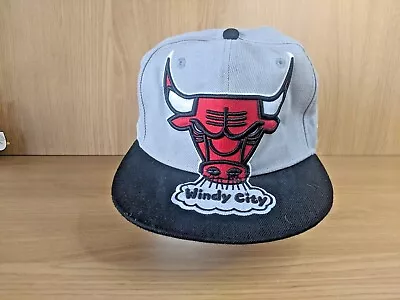 Vintage NBA Chicago Bulls Windy City Mitchell & Ness Baseball Cap Grey Adjustabl • £13.99