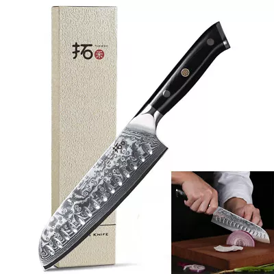$70.99 • Buy TURWHO 7inch Santoku Knife Japanese VG10 Damascus Steel Meat Vegetable Knives