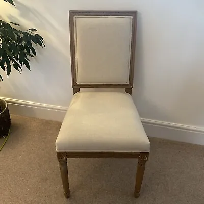 Dining Chair | Limed Oak & Natural Linen | King Louis Solid Back • £90